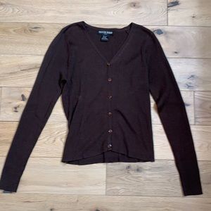 Oliver Perry 100% Silk Brown Cardigan SZ Petite